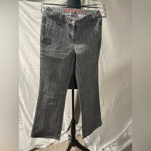 New York & Company 42nd St Trouser Pinstriped Black Flare Jeans